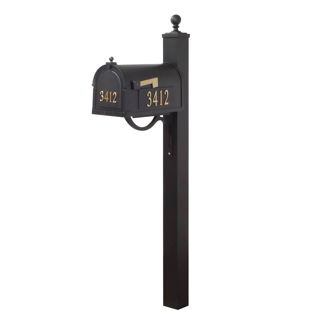 Special Lite Berkshire Curbside Mailbox with Front and Side Address Numbers and Springfield Mailbox Post