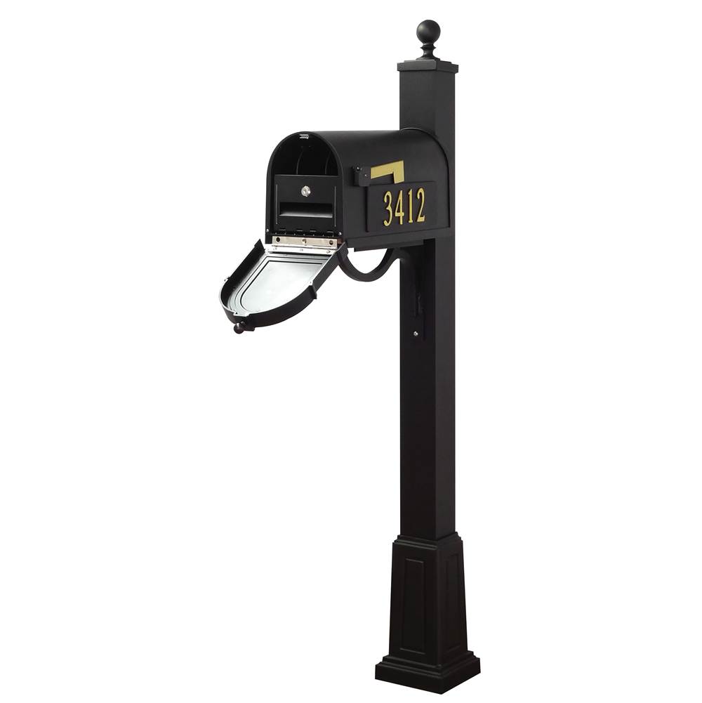 Special Lite Berkshire Curbside Mailbox with Front and Side Numbers, Locking Insert and Springfield Mailbox Post with Base