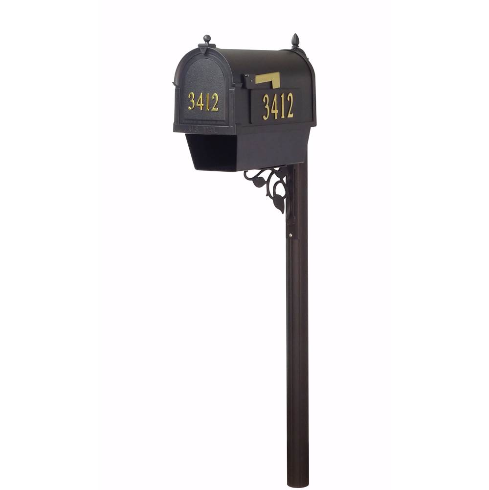 Special Lite Berkshire Curbside Mailbox with Front and Side Address Numbers, Newspaper Tube and Albion Mailbox Post