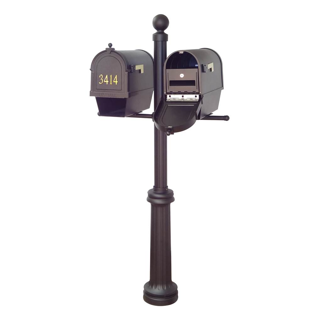 Special Lite Berkshire Curbside Mailboxes with Front Address Numbers, Newspaper Tube, Locking Inserts and Fresno Double Mount Mailbox Post