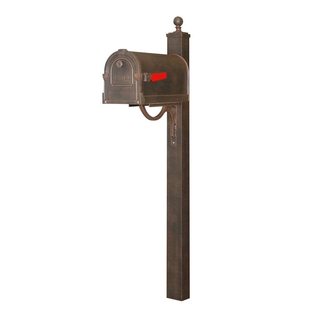 Special Lite Savannah Curbside Mailbox and Springfield Direct Burial Mailbox Post Smooth Square