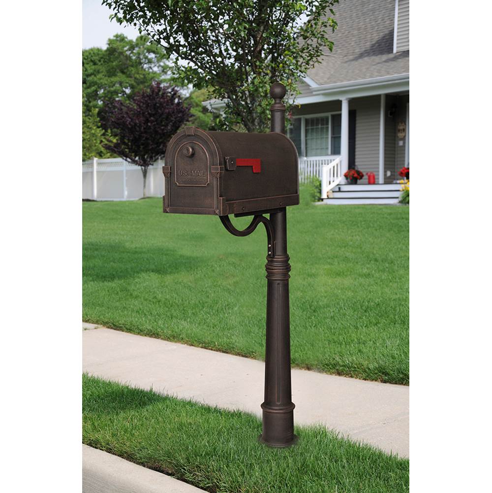 Special Lite Savannah Curbside Mailbox and Ashland Decorative Aluminum Durable Mailbox Post with Ball Topper