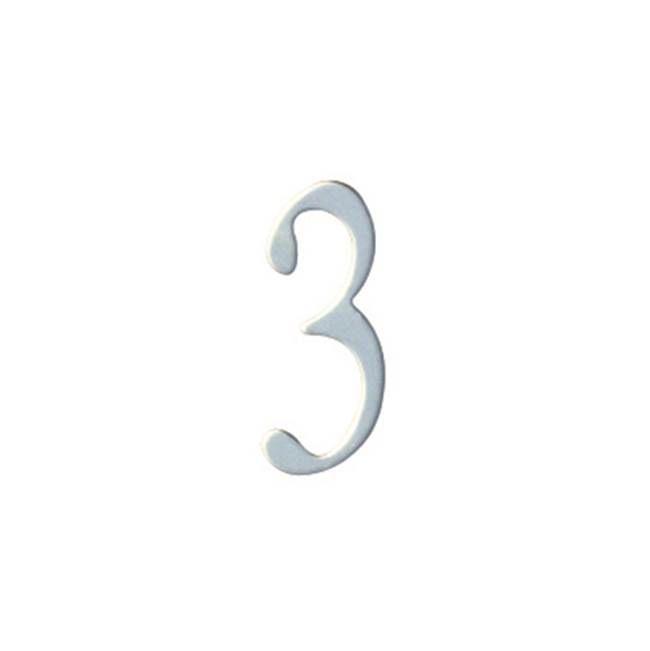 Special Lite 2 inch Stainless Steel Self Adhesive Address Number.  Number: 3