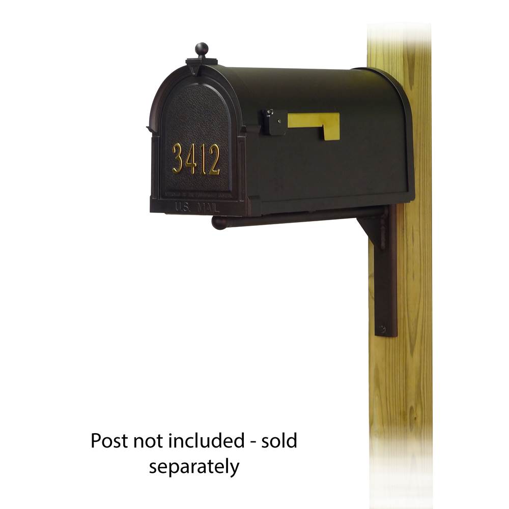 Special Lite Berkshire Curbside Mailbox with  Front Address Numbers and Ashley front single mailbox mounting bracket