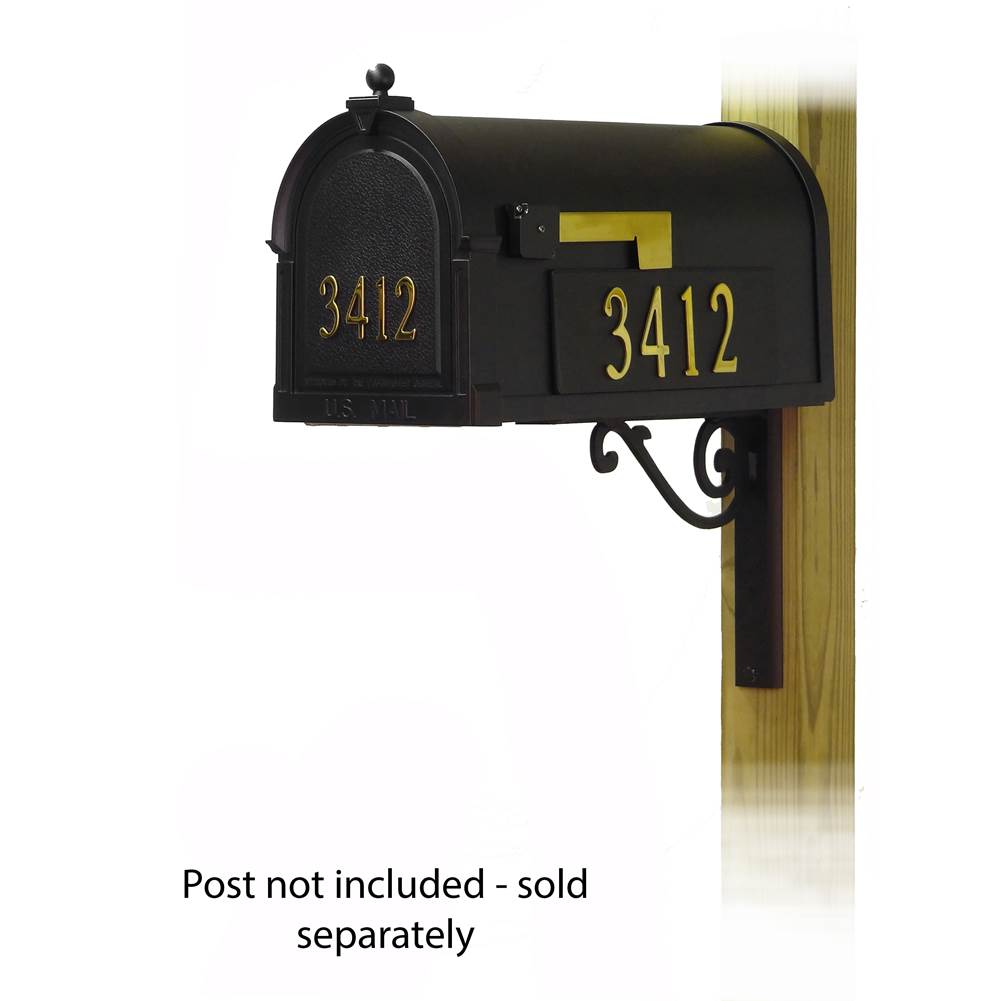 Special Lite Berkshire Curbside Mailbox with Front and Side Address Numbers and Baldwin front single mailbox mounting bracket