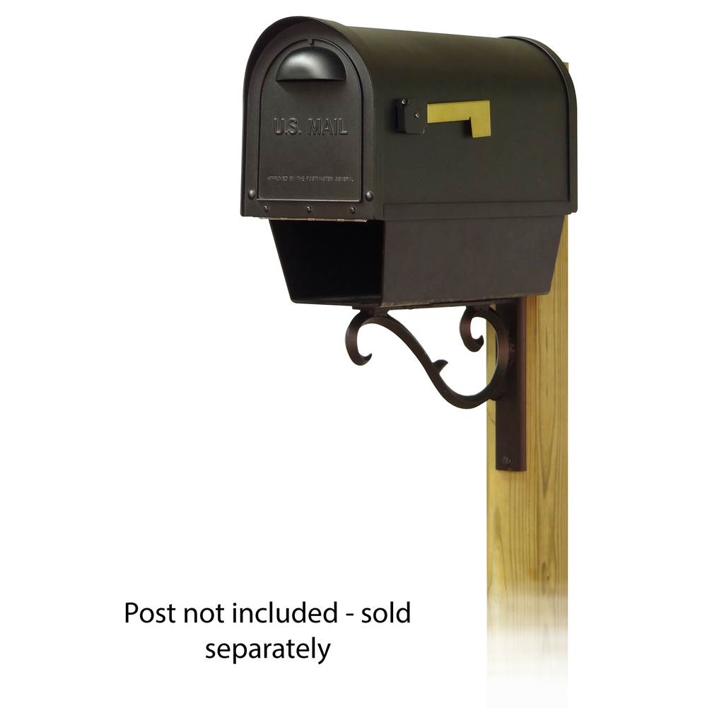 Special Lite Classic Curbside Mailbox with Newspaper tube and Sorrento front single mailbox mounting bracket