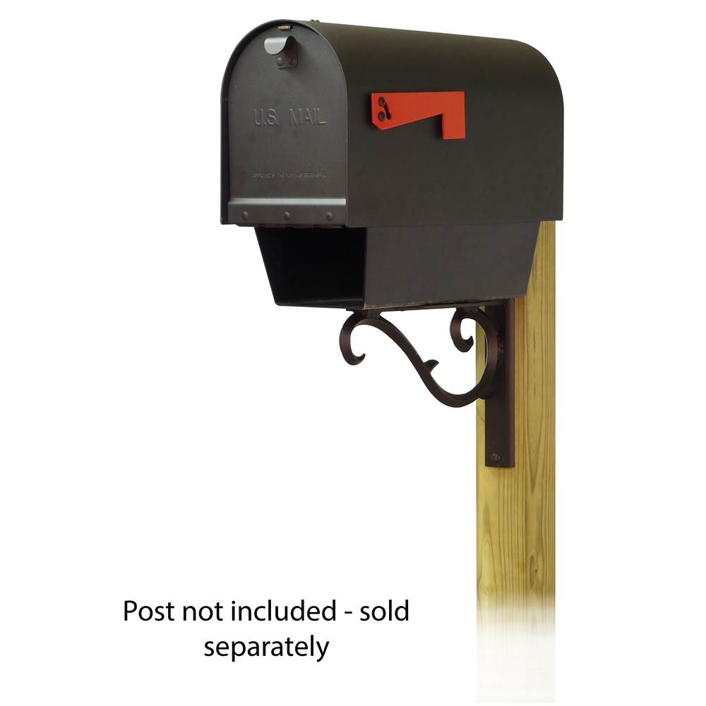 Special Lite Titan Aluminum Curbside Mailbox with Newspaper tube and Sorrento front single mailbox mounting bracket