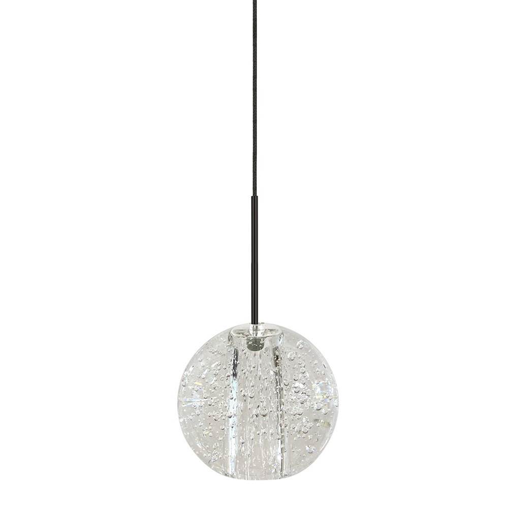 Stone Lighting Pendant, Gracie, 4.5'', Clear Seedy Glass, Bronze, G4 JC, LED, 3 W, Monopoint Canopy