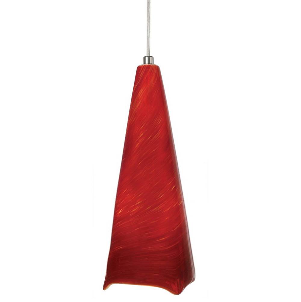 Stone Lighting Pendant, Swirl Grande, Red, Polished Nickel, E26, Incandescent, 60 W, Monopoint Canopy