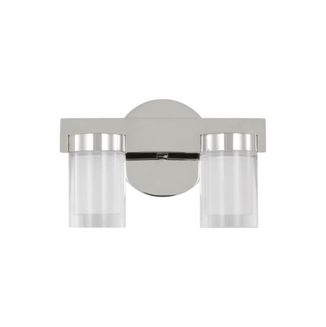 Visual Comfort Modern Collection Kelly Wearstler Esfera 2-Light Dimmable Led Small Bath Vanity With Polished Nickel Finish And Crystal Shades
