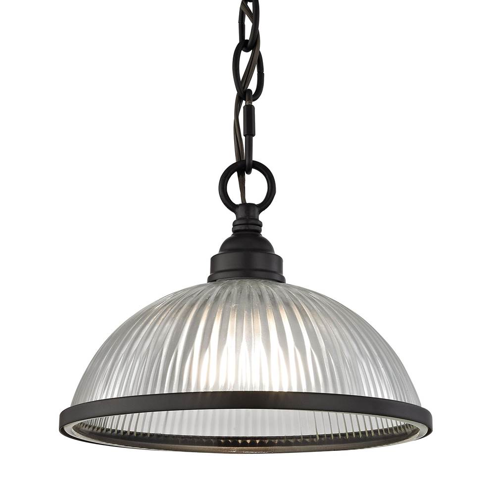 Thomas Lighting Liberty Park 1-Light Flush Mount in Oil Rubbed Bronze With Prismatic Clear Glass