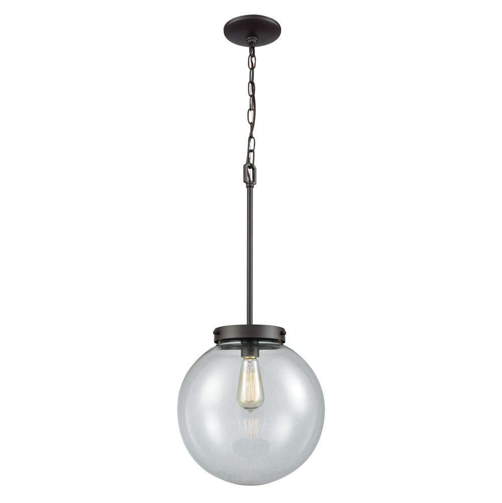 Thomas Lighting Beckett 1-Light Pendant in Oil Rubbed Bronze With Clear Glass