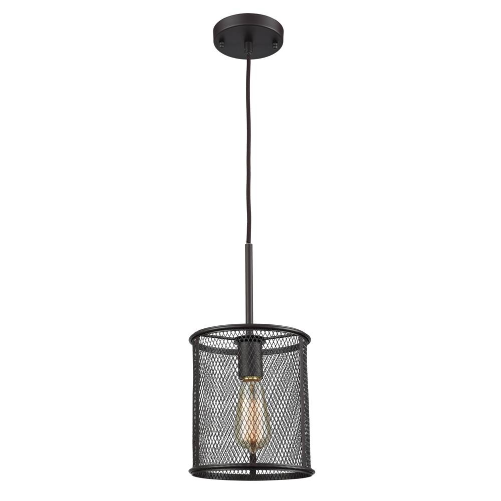 Thomas Lighting Williamsport 1-Light Pendant in Oil Rubbed Bronze With Black Metal Shade