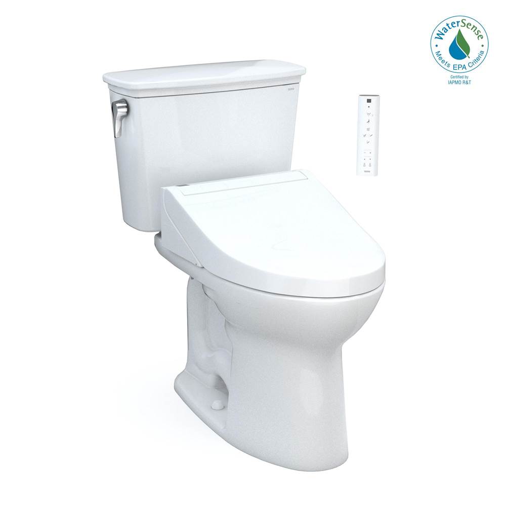 TOTO Toto® Drake® Transitional Washlet®+ Two-Piece Elongated 1.28 Gpf Universal Height Tornado Flush® Toilet With C5 Bidet Seat, Cotton White