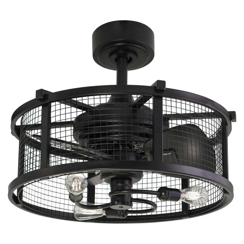 Vaxcel Humboldt Black Industrial Ceiling Fan with LED Light Kit and Remote