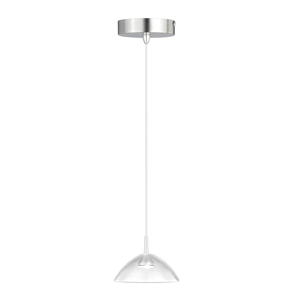 Vaxcel Swell LED Satin Nickel Mini Pendant Ceiling Light Clear Glass