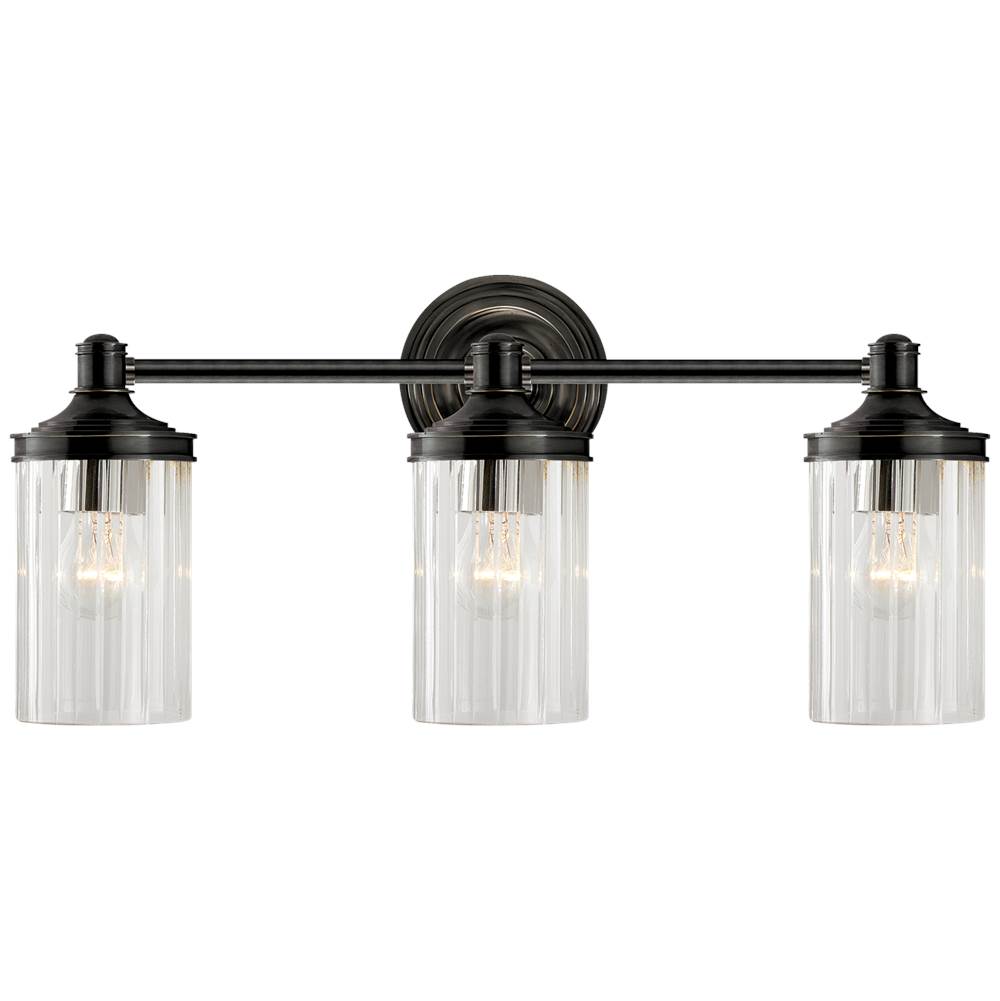 Visual Comfort Signature Collection Ava Triple Sconce in Bronze with Crystal