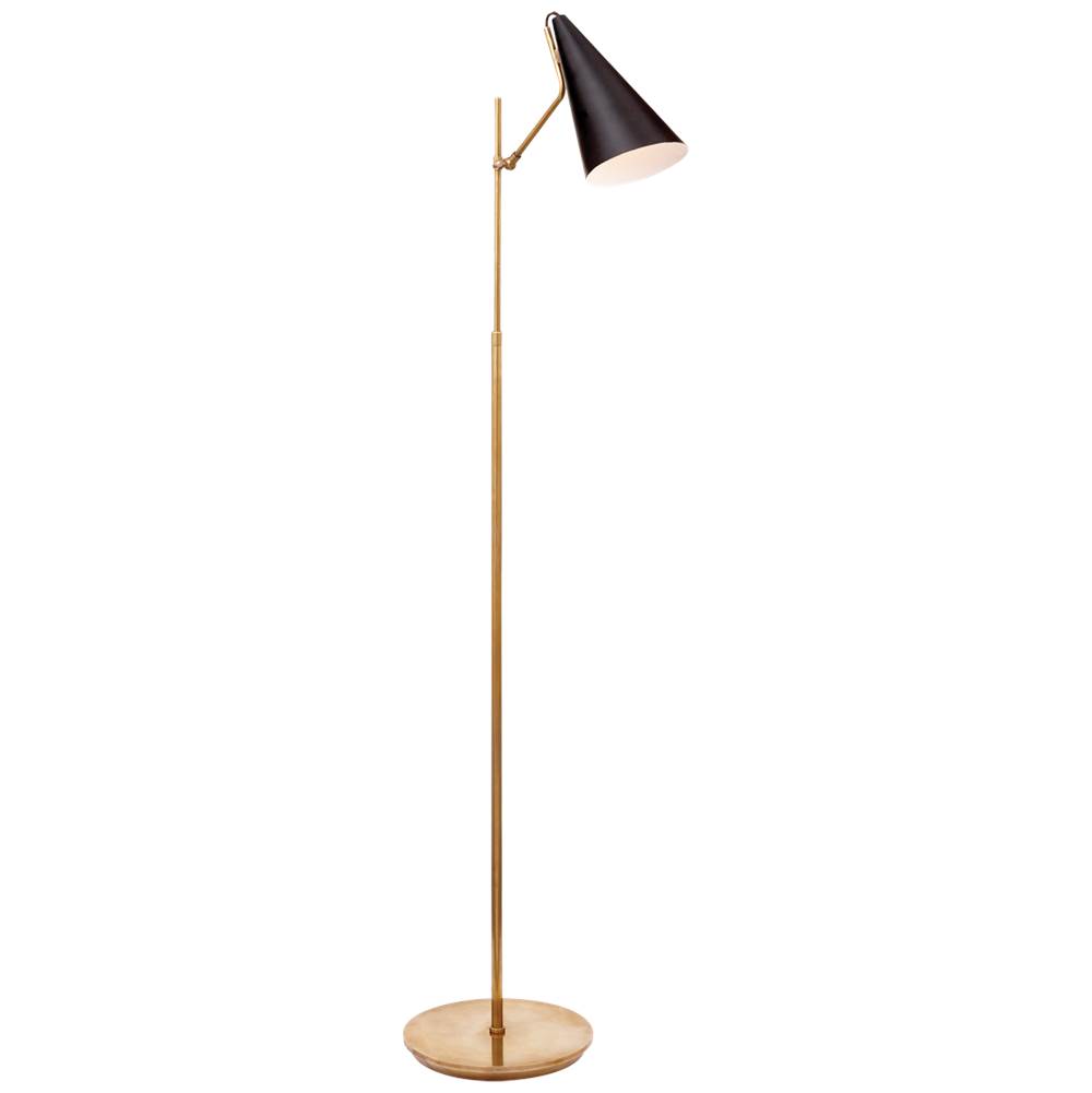 Visual Comfort Signature Collection Clemente Floor Lamp in Hand-Rubbed Antique Brass with Black