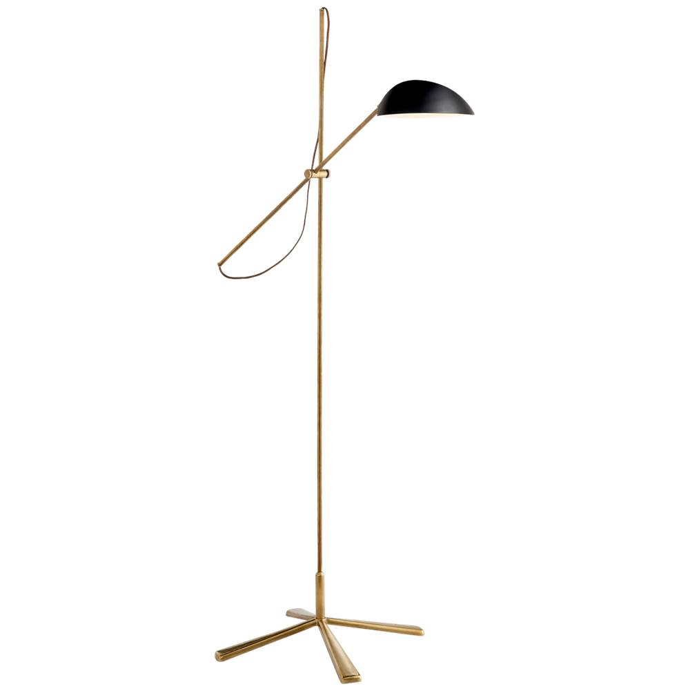 Visual Comfort Signature Collection Graphic Floor Lamp in Hand-Rubbed Antique Brass with Black