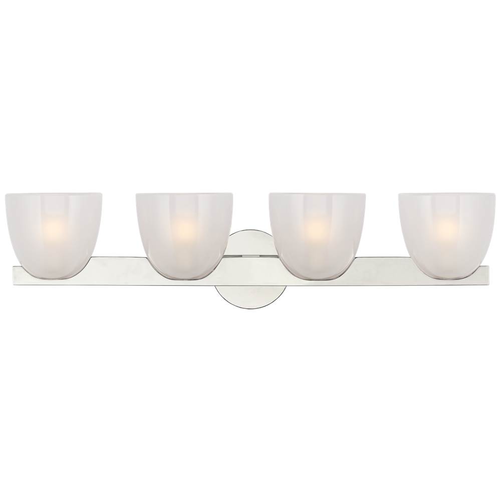 Visual Comfort Signature Collection Carola 4-Light Bath Sconce in Polished Nickel with Frosted Glass
