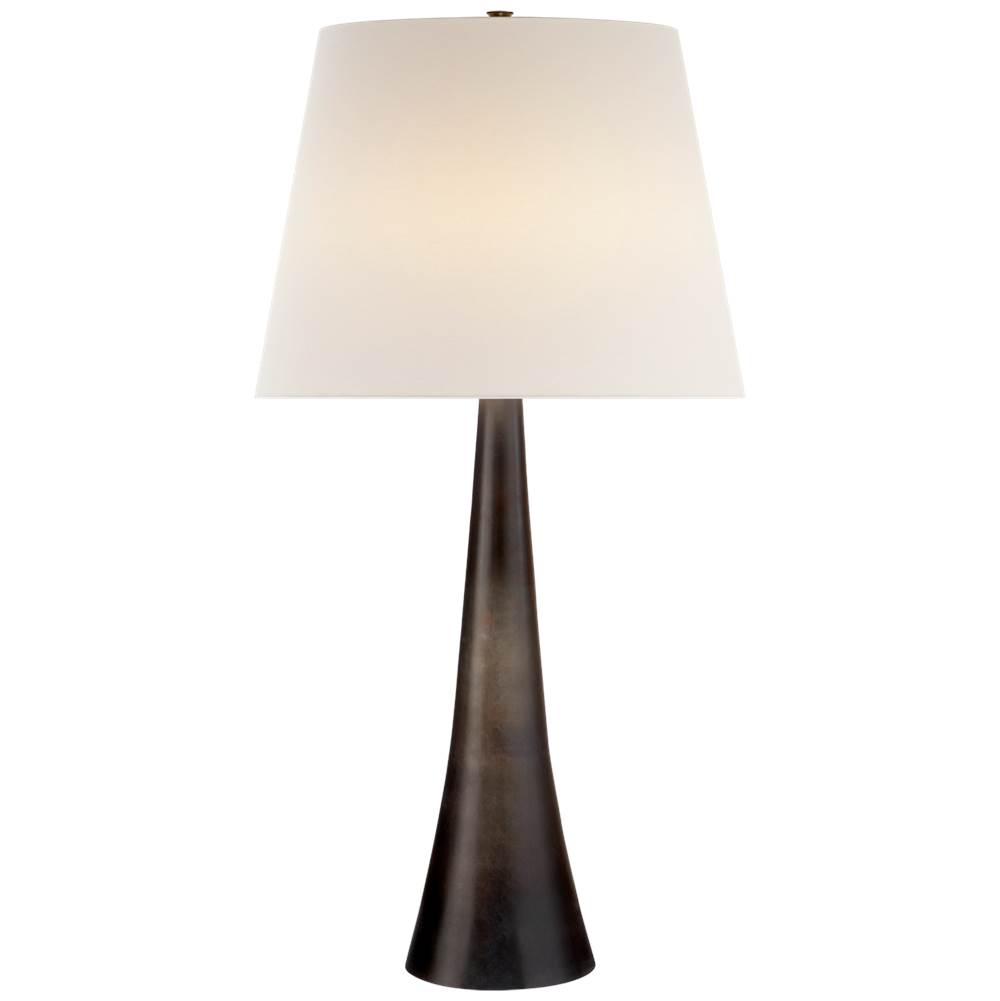 Visual Comfort Dover Table Lamp in Aged Iron with Linen Shade