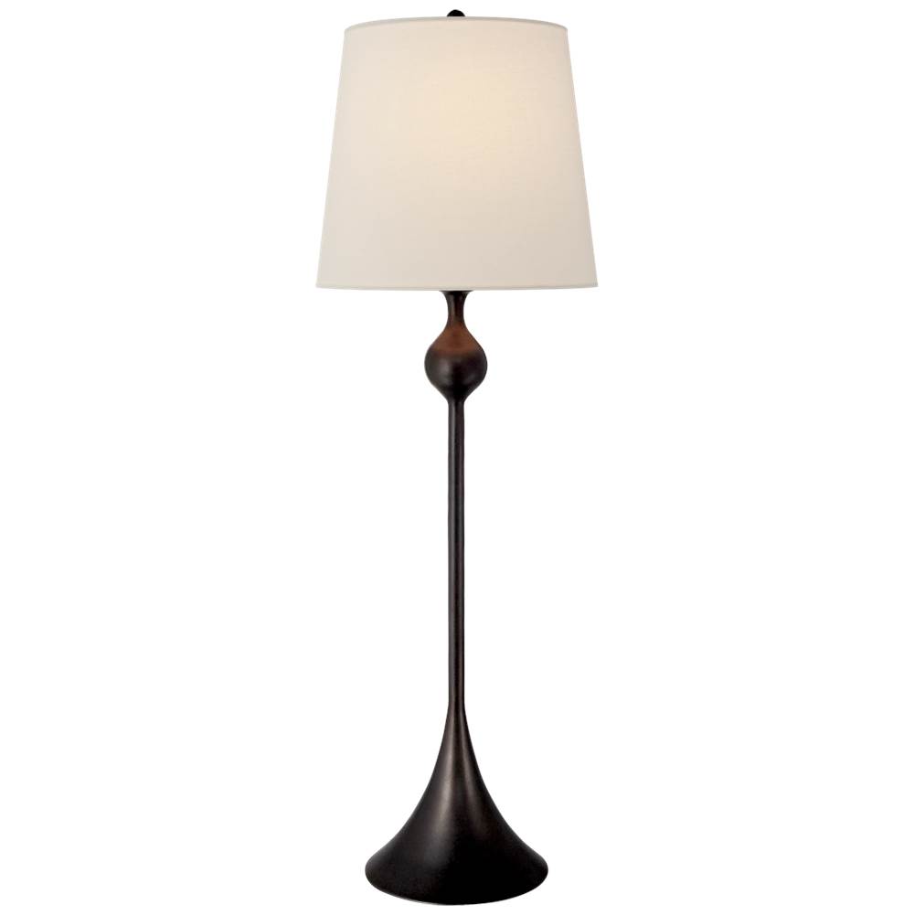 Visual Comfort Signature Collection Dover Buffet Lamp in Aged Iron with Linen Shade