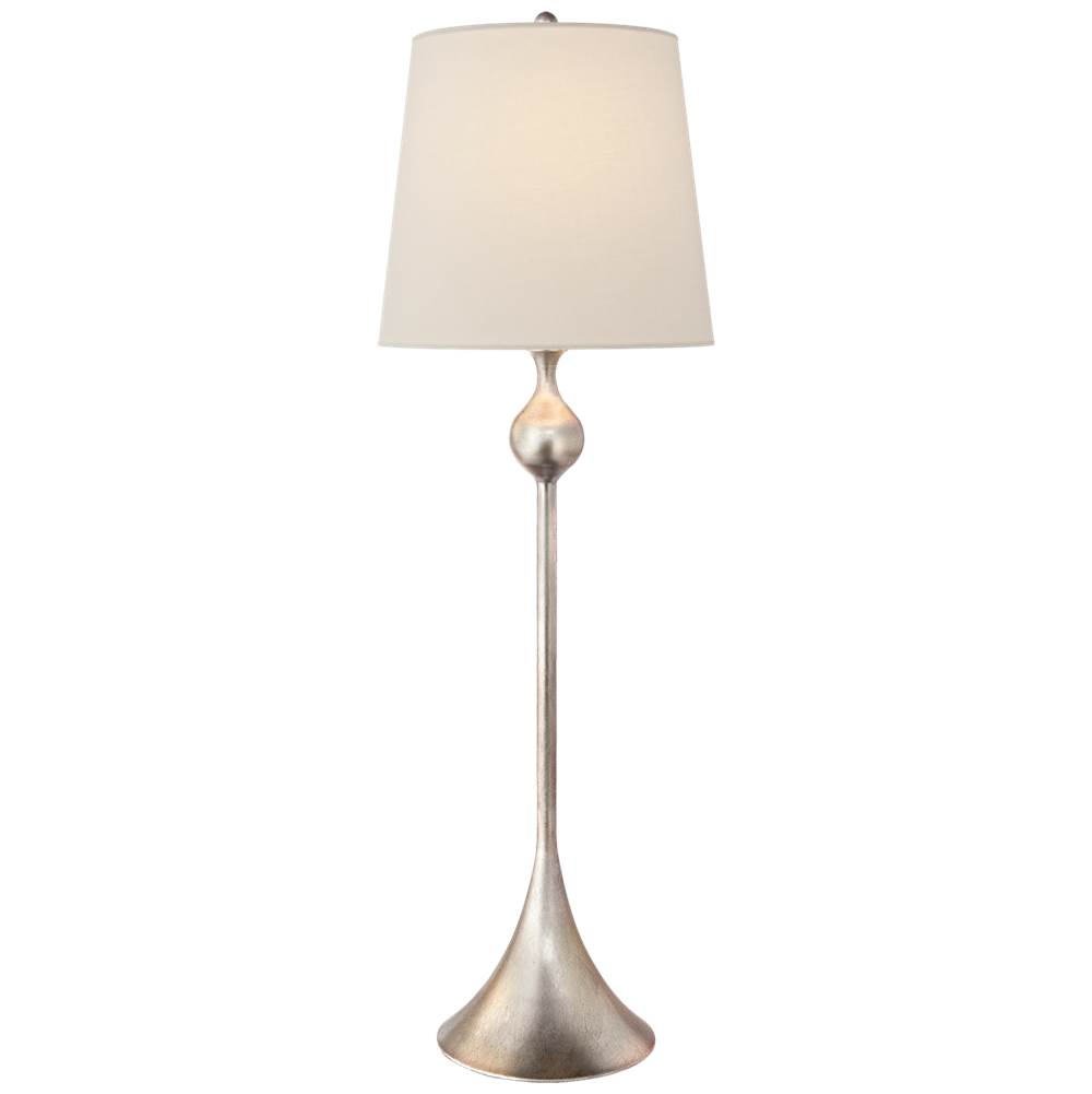 Visual Comfort Dover Buffet Lamp in Burnished Silver Leaf with Linen Shade