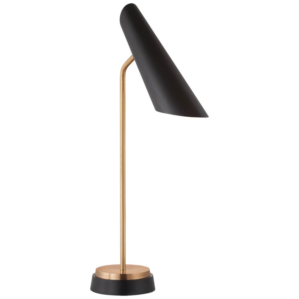 Visual Comfort Signature Collection Franca Single Pivoting Task Lamp in Hand-Rubbed Antique Brass with Black Shade