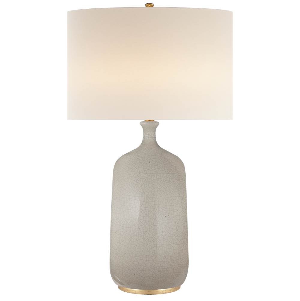 Visual Comfort Signature Collection Culloden Table Lamp in Bone Craquelure with Linen Shade