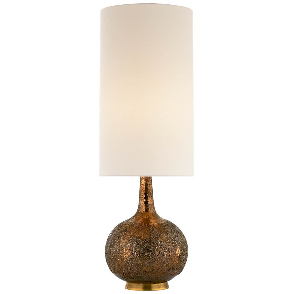 Visual Comfort Signature Collection Hunlen Table Lamp in Chalk Burnt Gold with Linen Shade