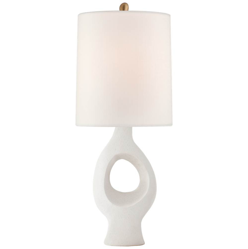 Visual Comfort Signature Collection Capra Medium Table Lamp in Marion White with Linen Shade
