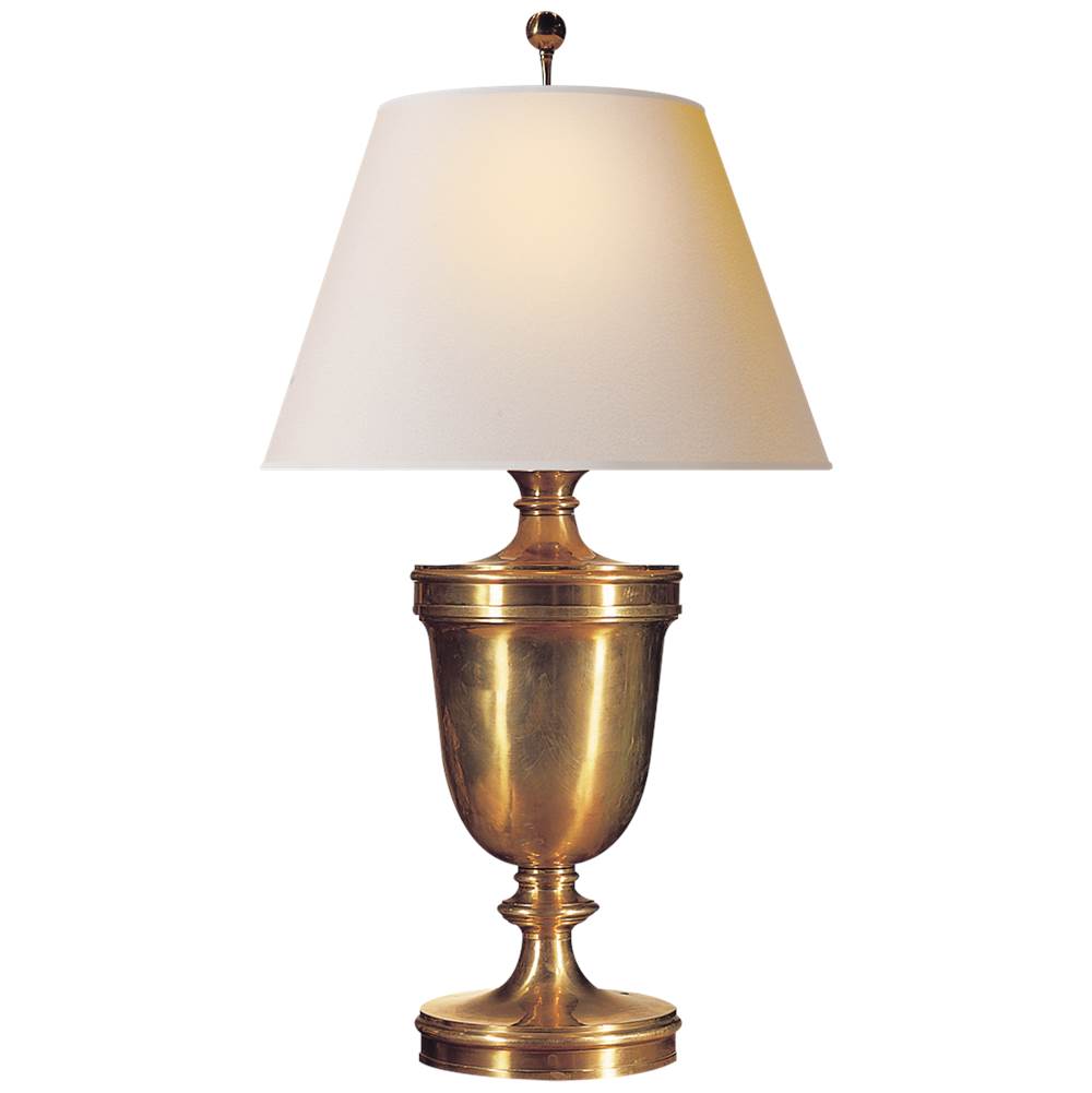 Visual Comfort Classical Urn Form Large Table Lamp in Antique-Burnished Brass with Natural Paper Shade
