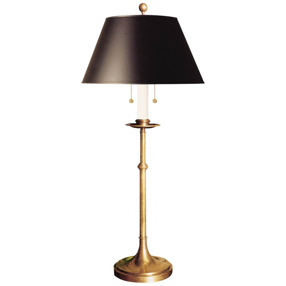 Visual Comfort Signature Collection Dorchester Club Table Lamp in Antique-Burnished Brass with Black Shade