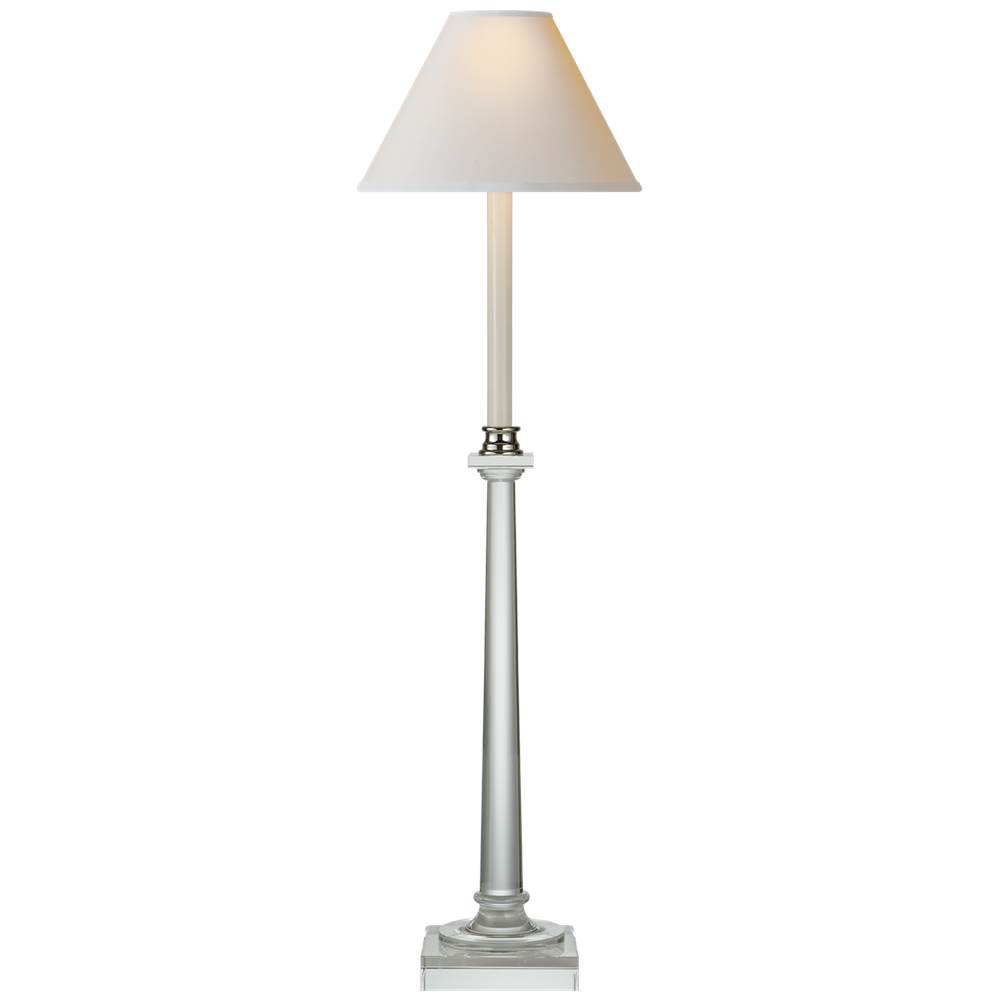 Visual Comfort Signature Collection Swedish Column Buffet Lamp in Crystal with Natural Paper Shade