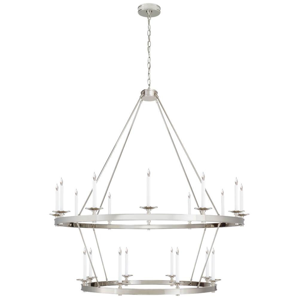 Visual Comfort Signature Collection Launceton Grande Two Tiered Chandelier in Polished Nickel