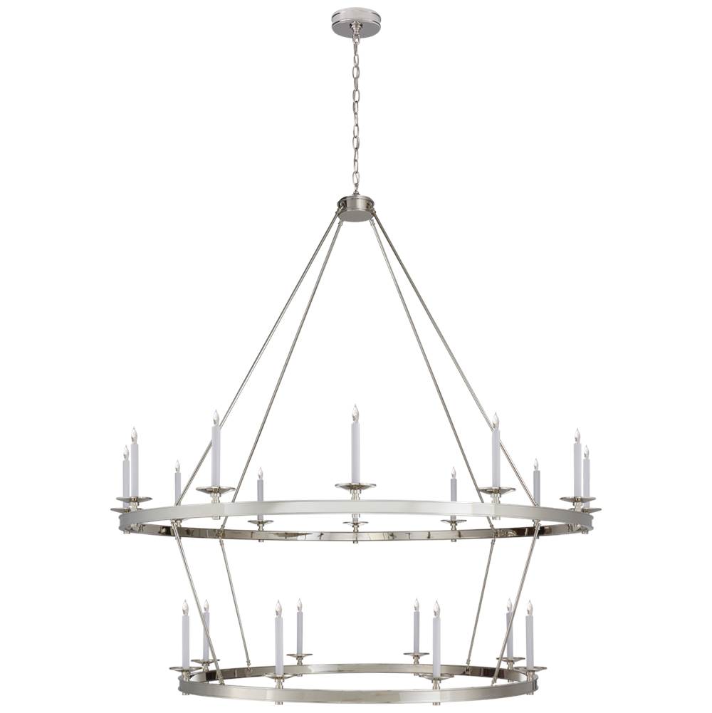 Visual Comfort Signature Collection Launceton XXL Two Tiered Chandelier in Polished Nickel