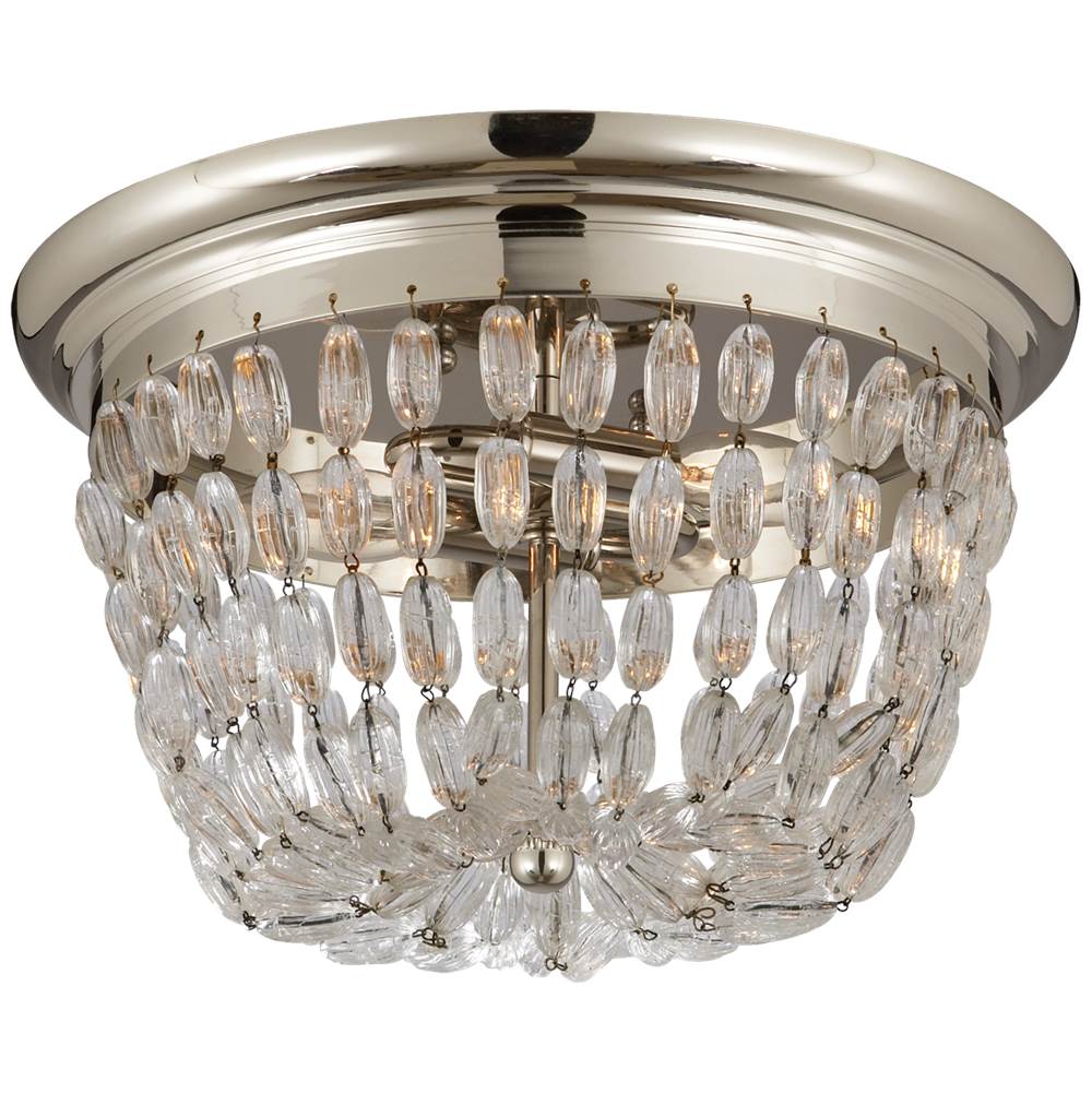 Visual Comfort Signature Collection Paris Flea Market Medium Flush Mount in Polished Silver with Seeded Glass