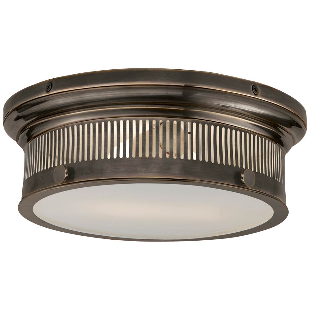 Visual Comfort Signature Collection Alderly Small Flush Mount in Bronze with White Glass