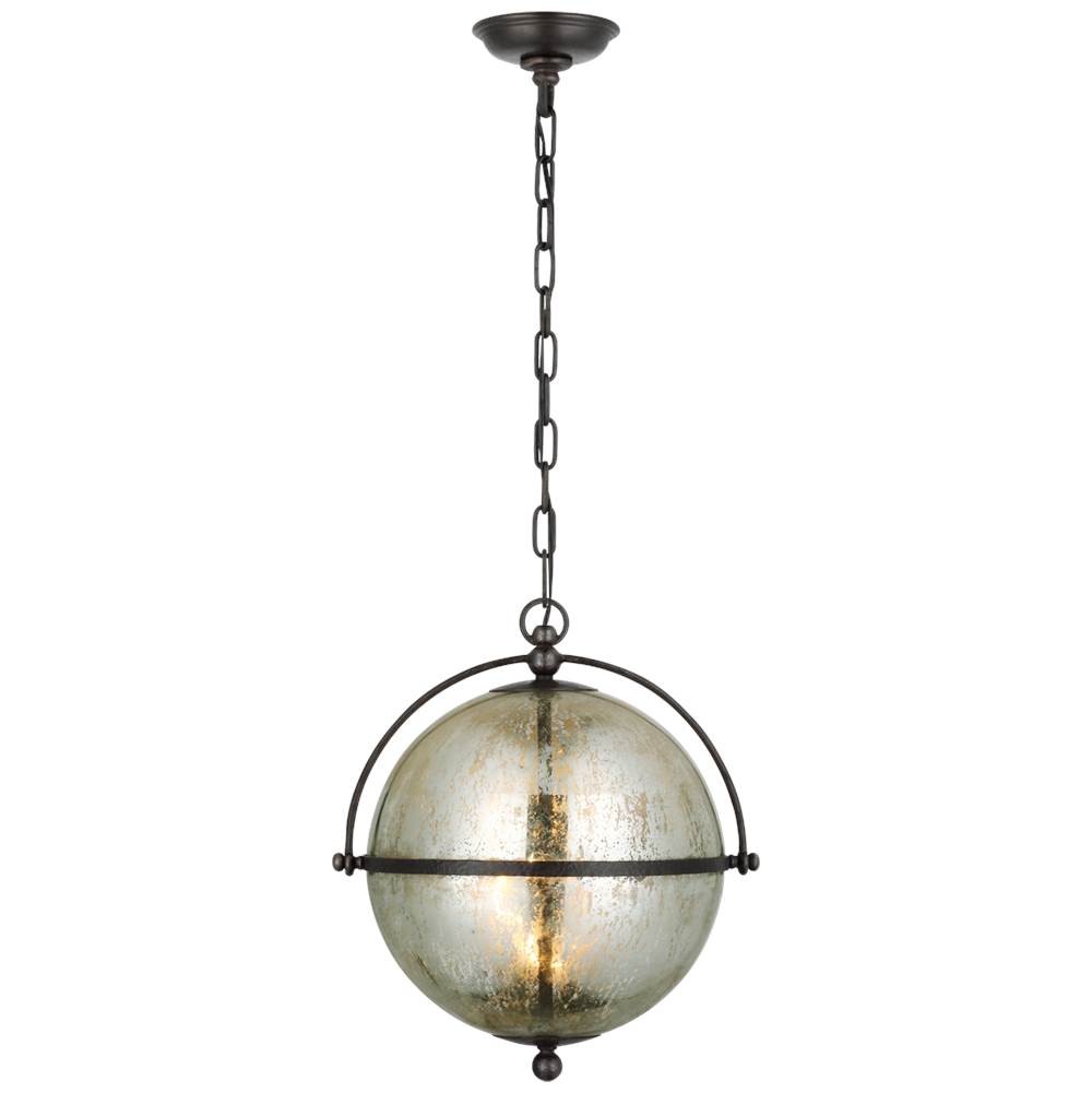 Visual Comfort Signature Collection Bayridge Large Pendant in Aged Iron with Antique Mercury Glass