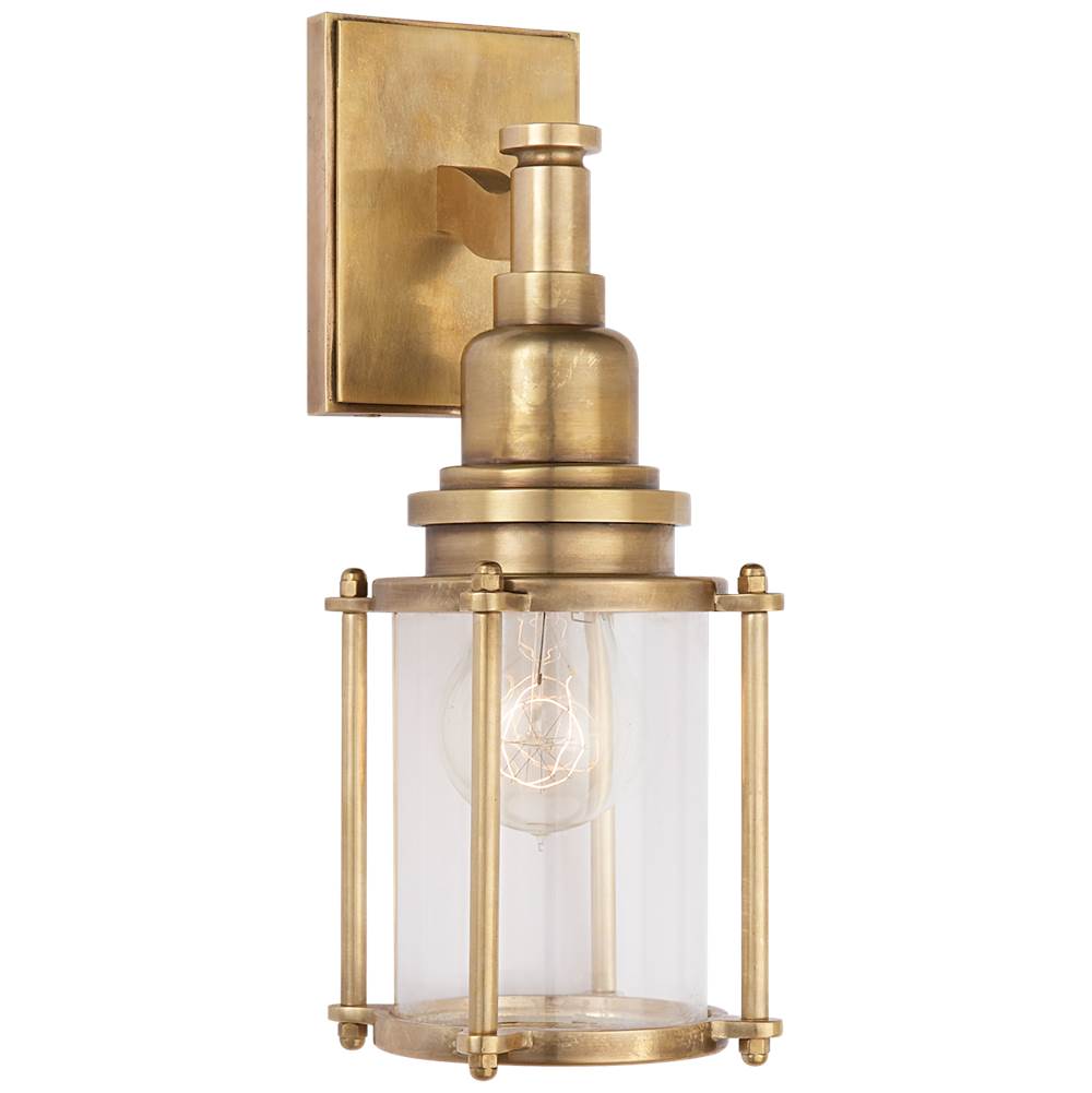 Visual Comfort Signature Collection Stanway Sconce in Antique-Burnished Brass with Clear Glass