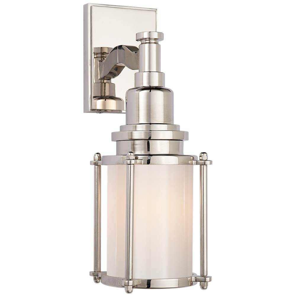 Visual Comfort Signature Collection Stanway Sconce in Polished Nickel with White Glass