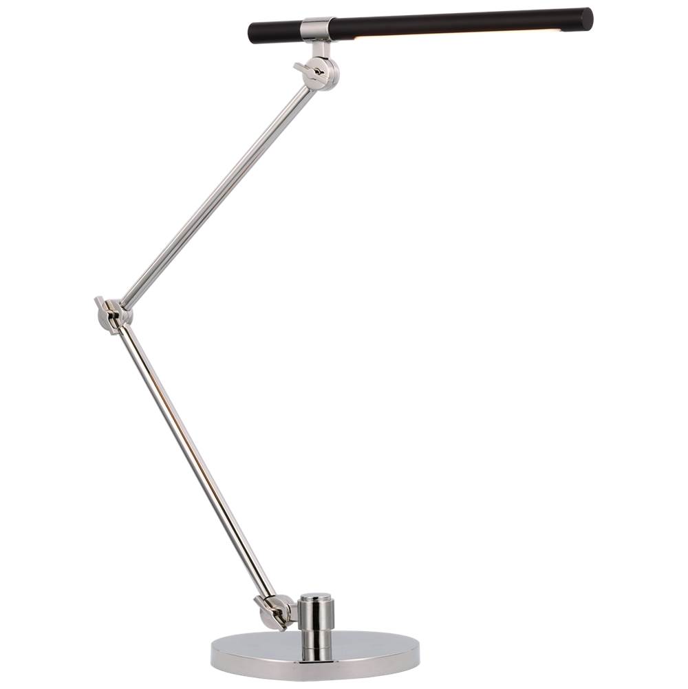 Visual Comfort Signature Collection Heron Large Desk Lamp in Polished Nickel and Matte Black
