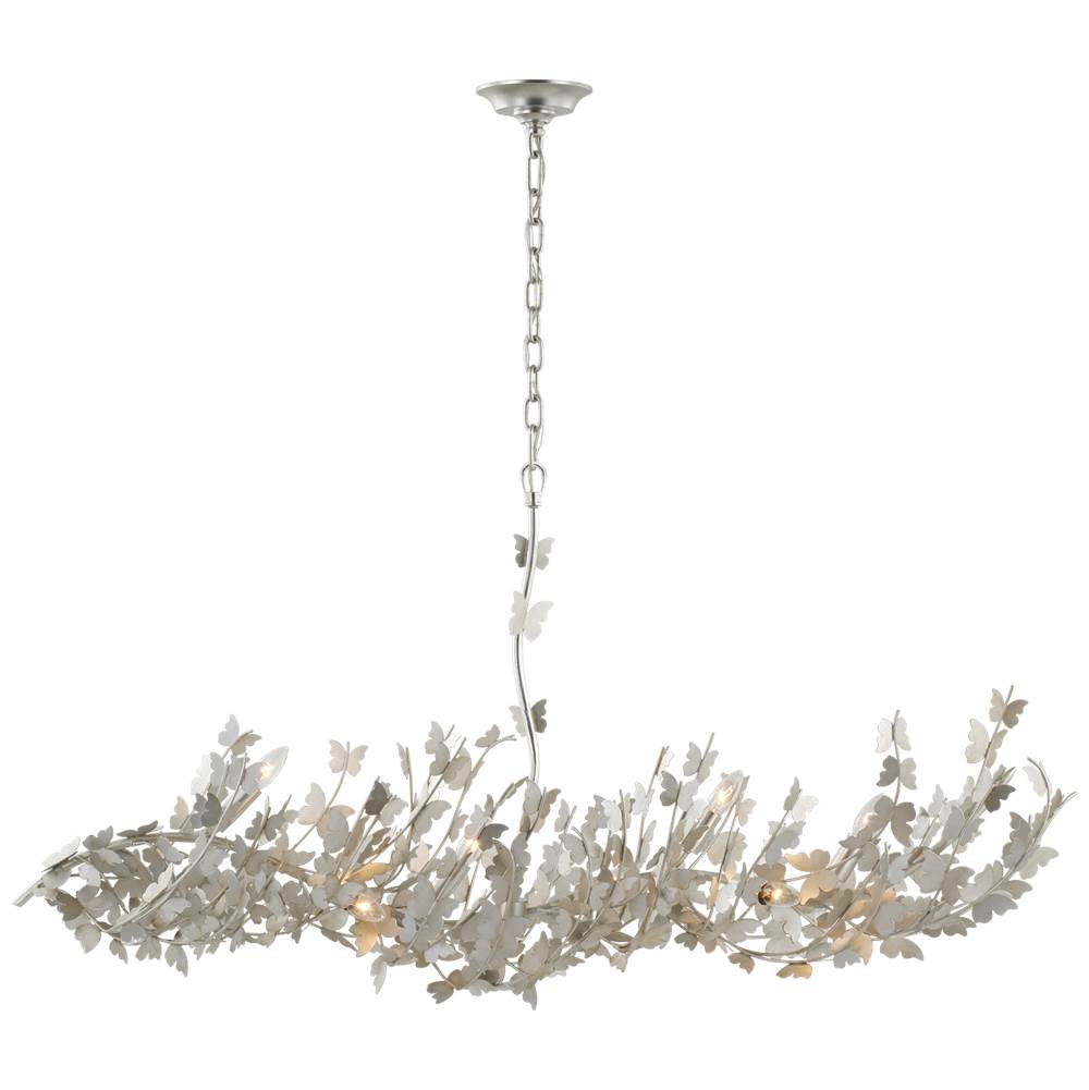 Visual Comfort Signature Collection Farfalle Large Linear Chandelier in Burnished Silver Leaf