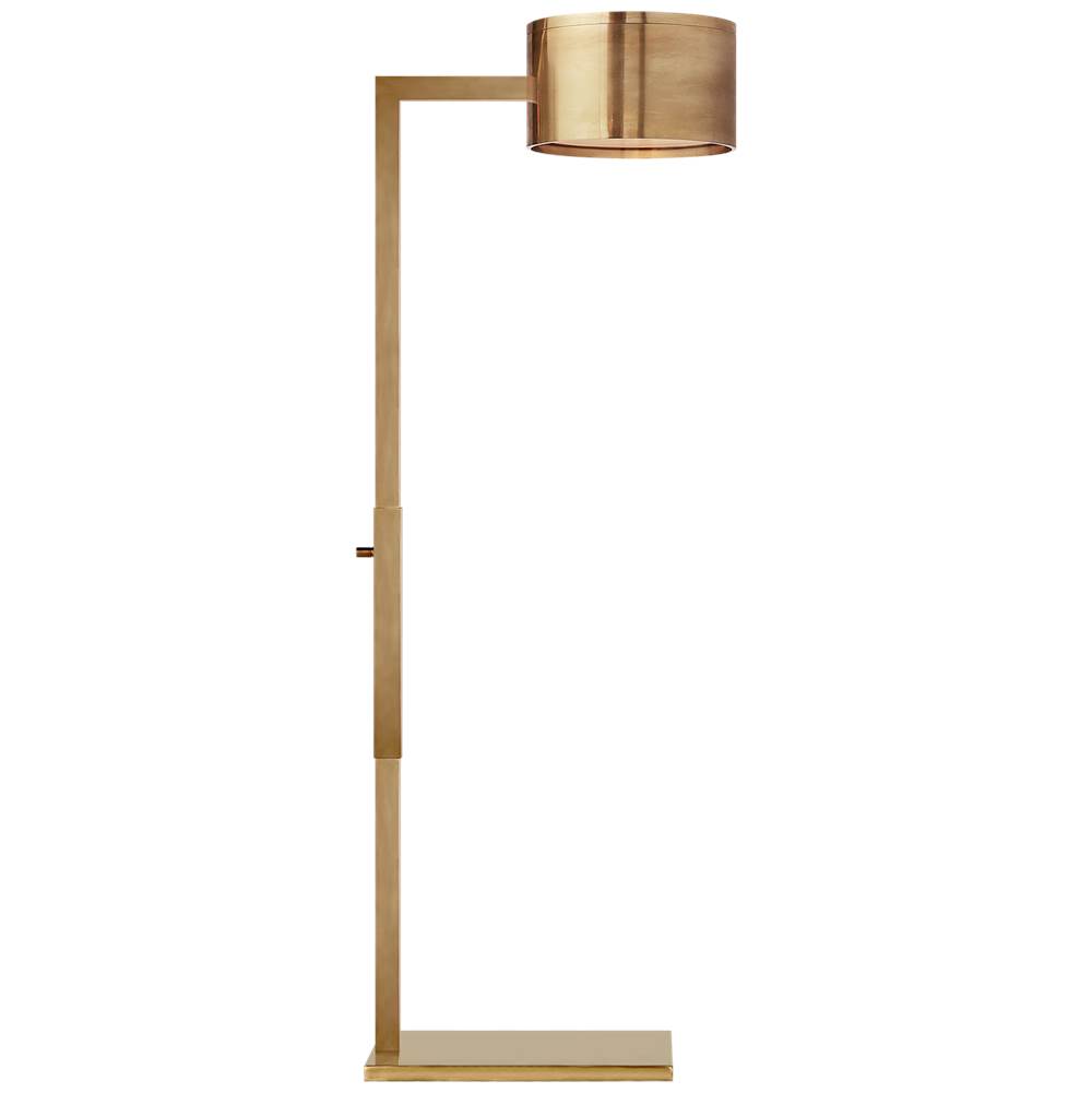 Visual Comfort Signature Collection Larchmont Floor Lamp in Antique-Burnished Brass with Frosted Glass