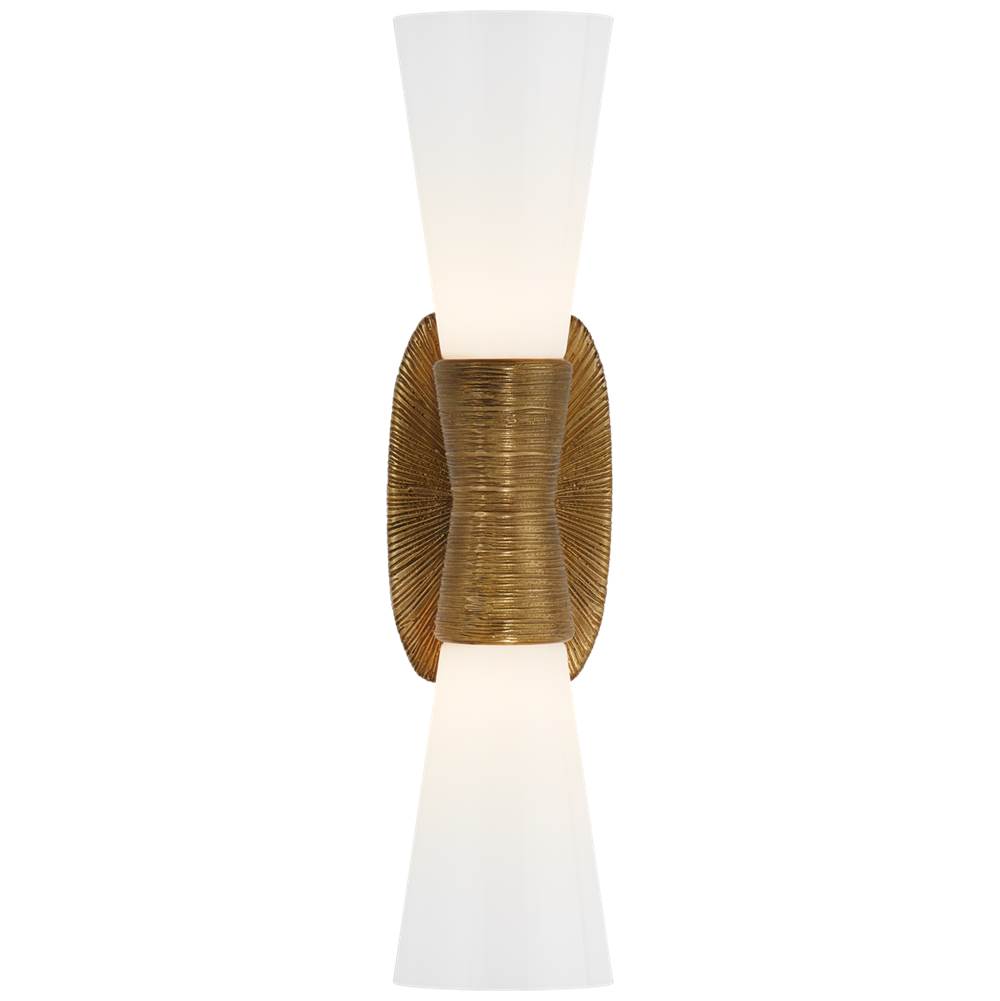 Visual Comfort Signature Collection Utopia Small Double Bath Sconce in Gild with White Glass