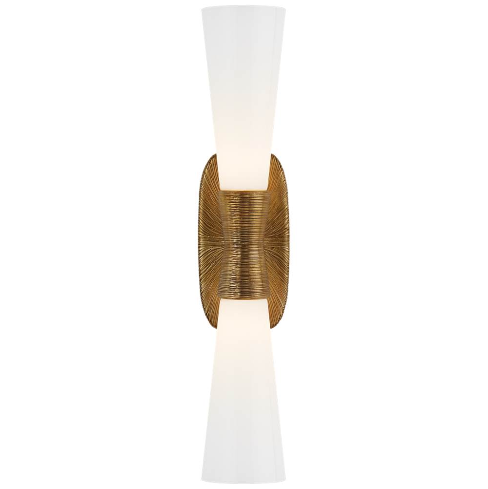Visual Comfort Signature Collection Utopia Large Double Bath Sconce in Gild with White Glass