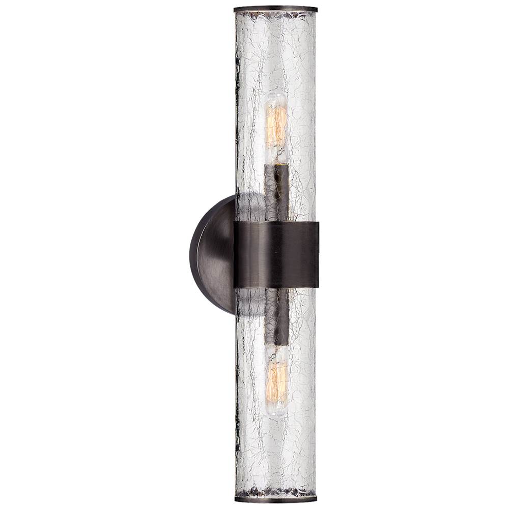 Visual Comfort Signature Collection Liaison Medium Sconce in Bronze with Crackle Glass