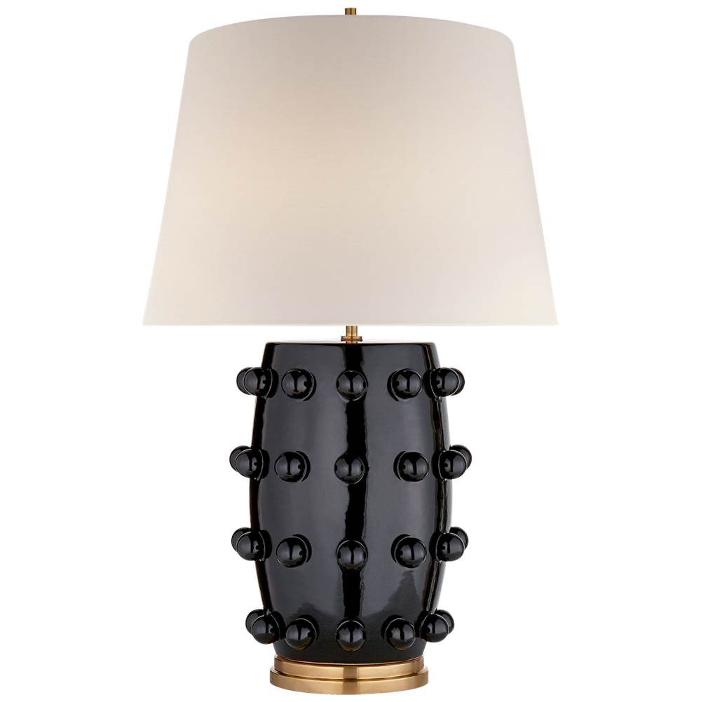 Visual Comfort Signature Collection Linden Medium Lamp in Black with Linen Shade