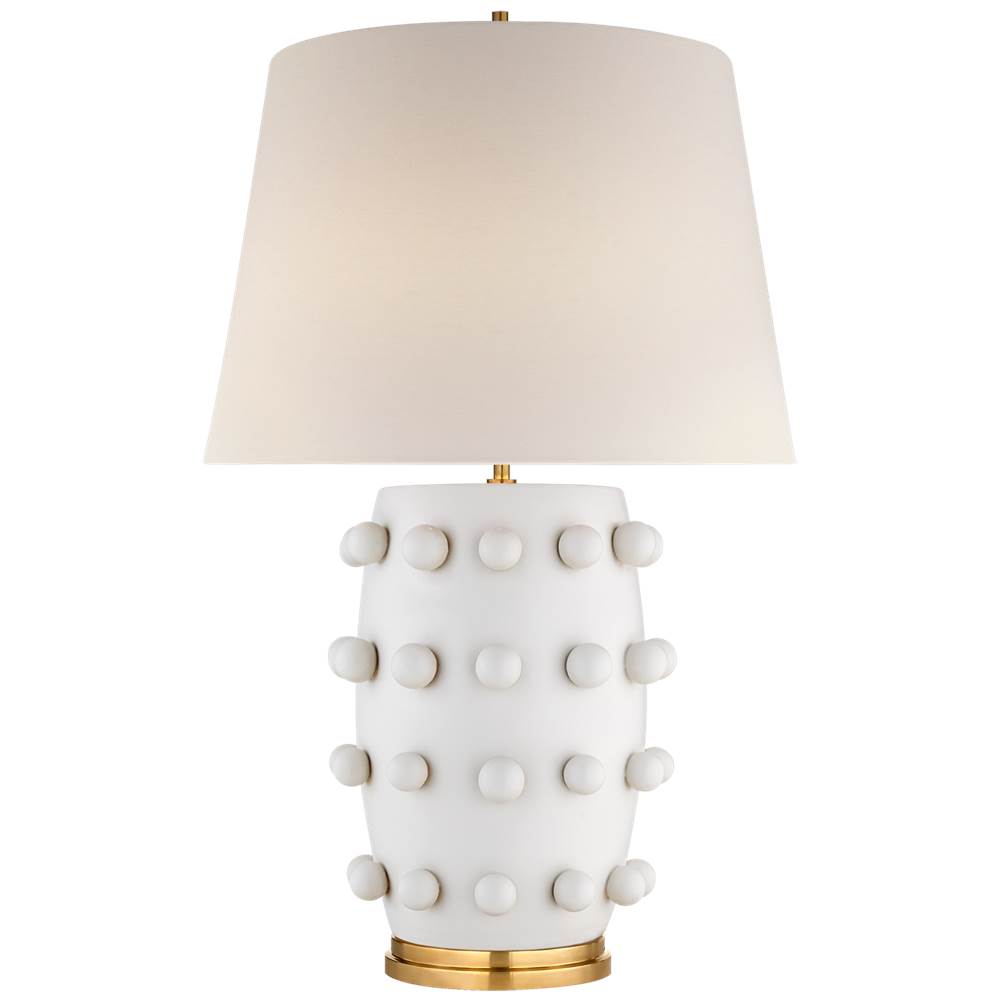 Visual Comfort Signature Collection Linden Medium Lamp in Plaster White with Linen Shade