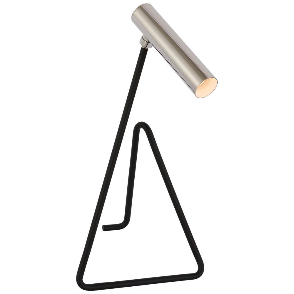Visual Comfort Signature Collection Flesso Medium Desk Lamp in Matte Black and Polished Nickel